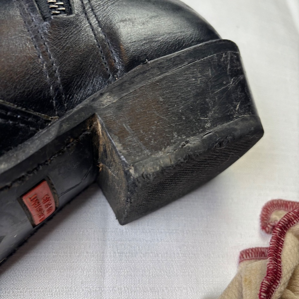 Double H Western Zip‎ Boots Mens Size 9.5 Black Leather Cowboy Short Boots 1712 - Picture 7 of 12